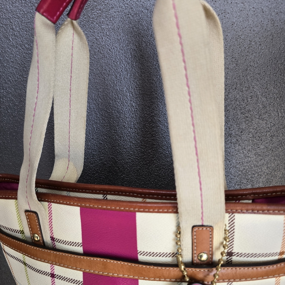 Coach Pink and Cream Plaid Tote - Picture 15 of 15